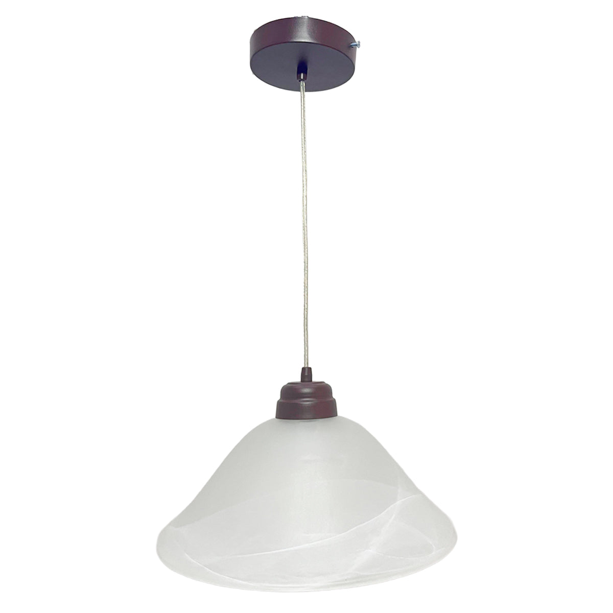 Lámpara Colgante C-34 Herraje Chocolate Altura Ajustable Campana de Cristal