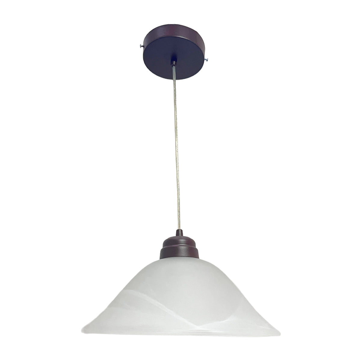 Lámpara Colgante C-34 Herraje Chocolate Altura Ajustable Campana de Cristal