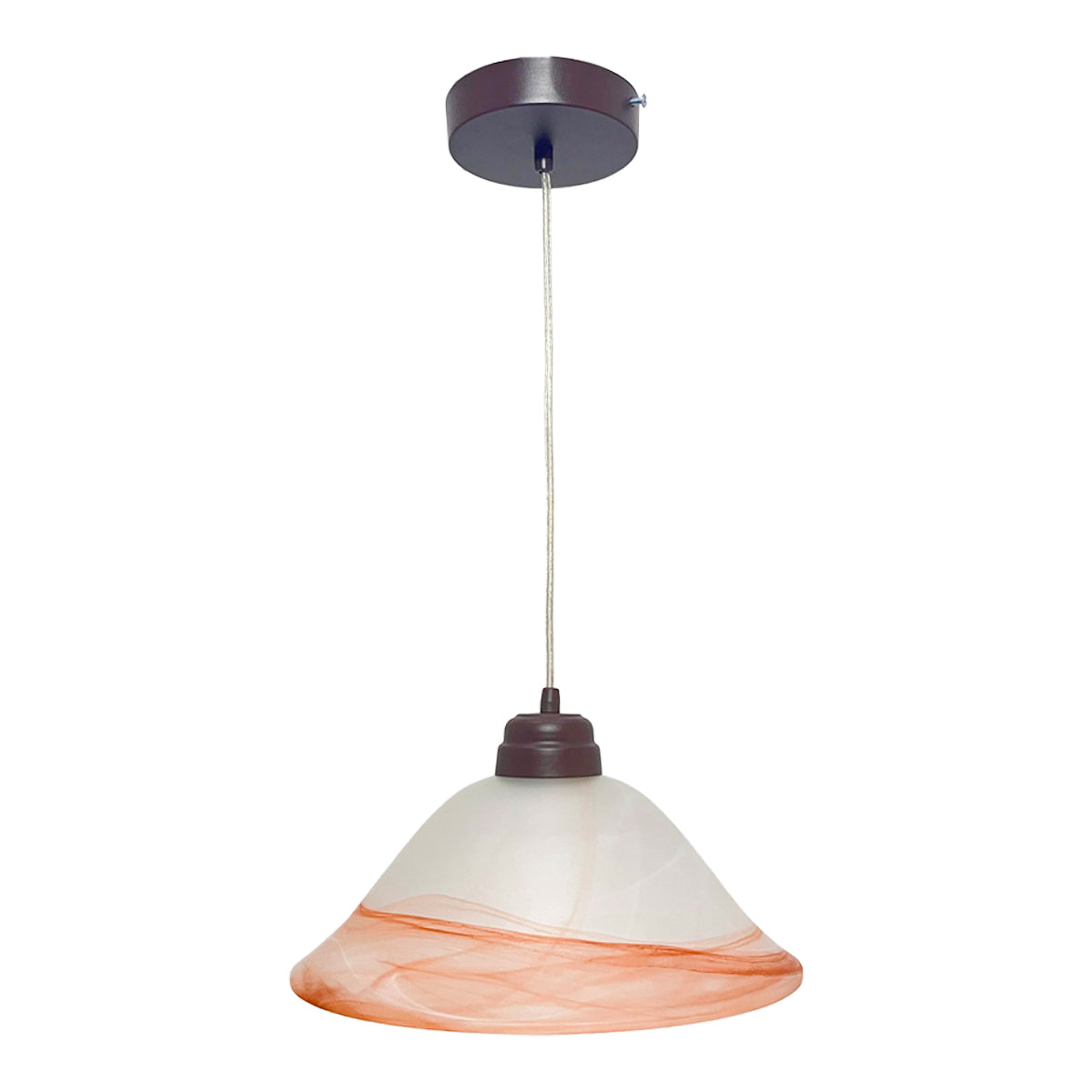 Lámpara Colgante C-34 Herraje Chocolate Altura Ajustable Campana de Cristal
