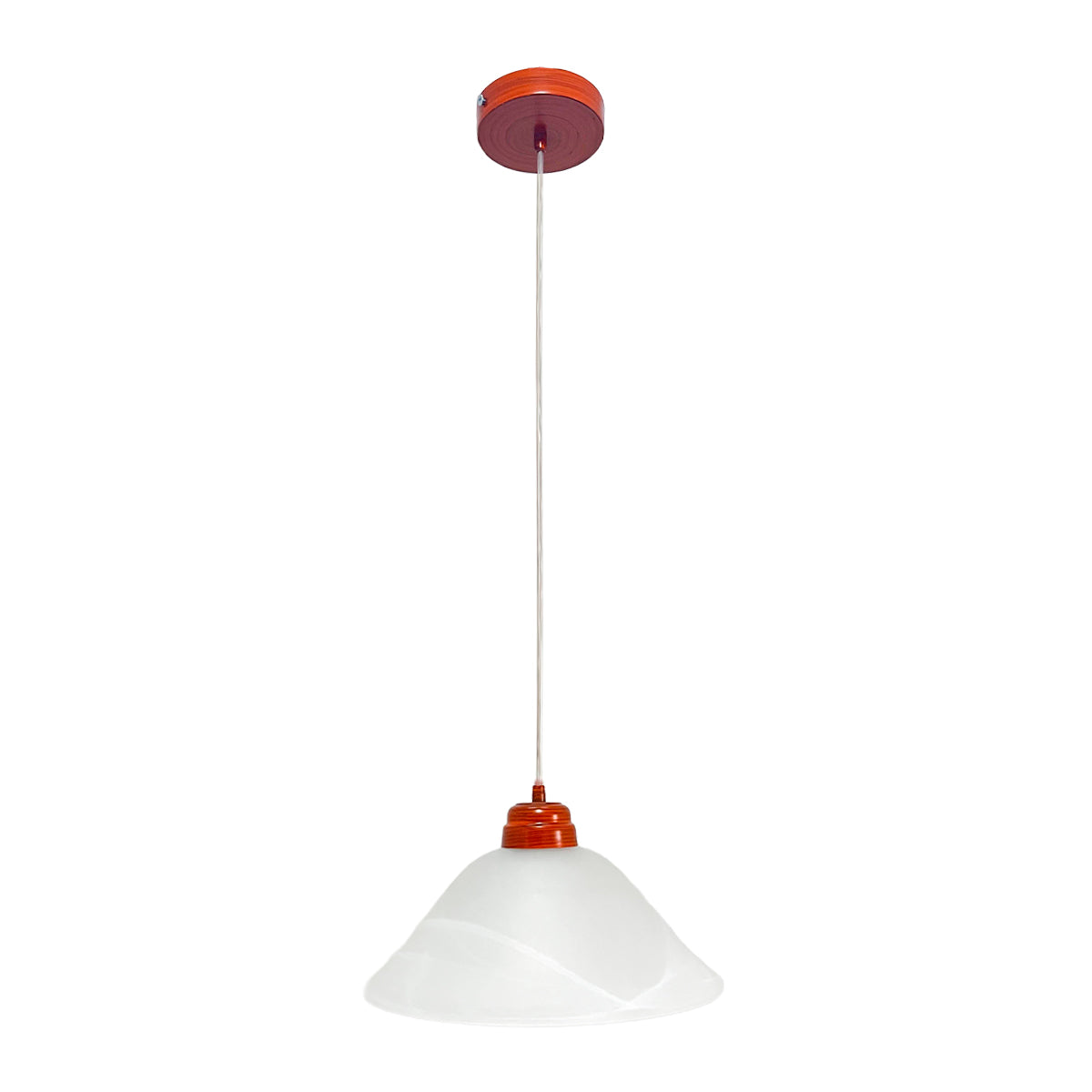 Lámpara Colgante C-34 Herraje Madera Altura Ajustable Campana de Cristal
