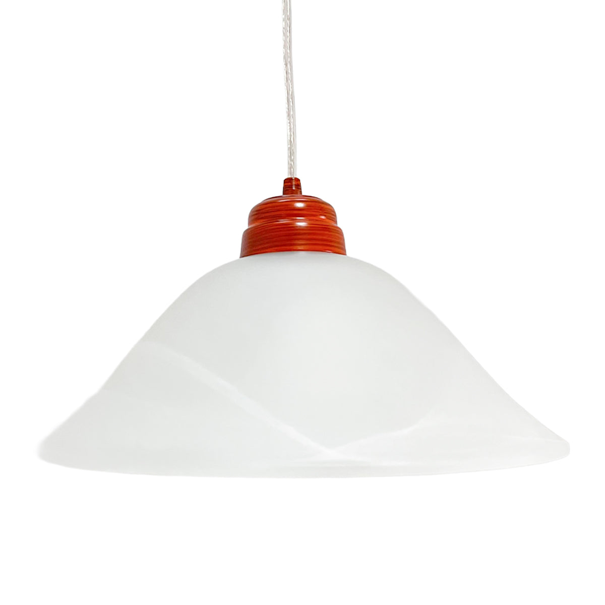 Lámpara Colgante C-34 Herraje Madera Altura Ajustable Campana de Cristal