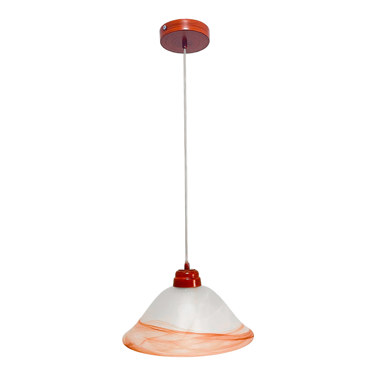 Lámpara Colgante C-34 Herraje Madera Altura Ajustable Campana de Cristal