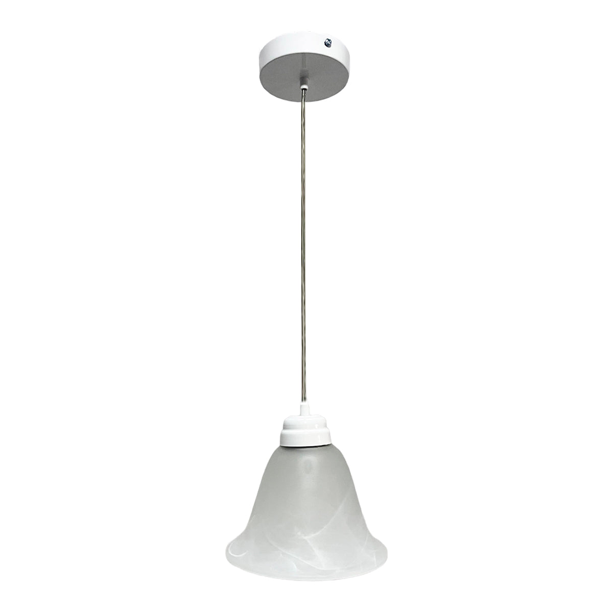 Lámpara Colgante C-35 Herraje Blanco Altura Ajustable Campana de Cristal