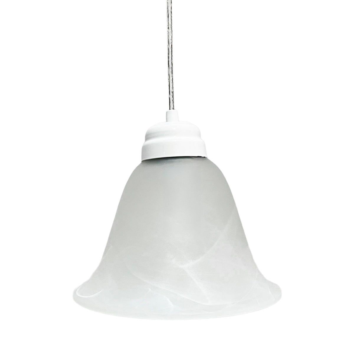 Lámpara Colgante C-35 Herraje Blanco Altura Ajustable Campana de Cristal