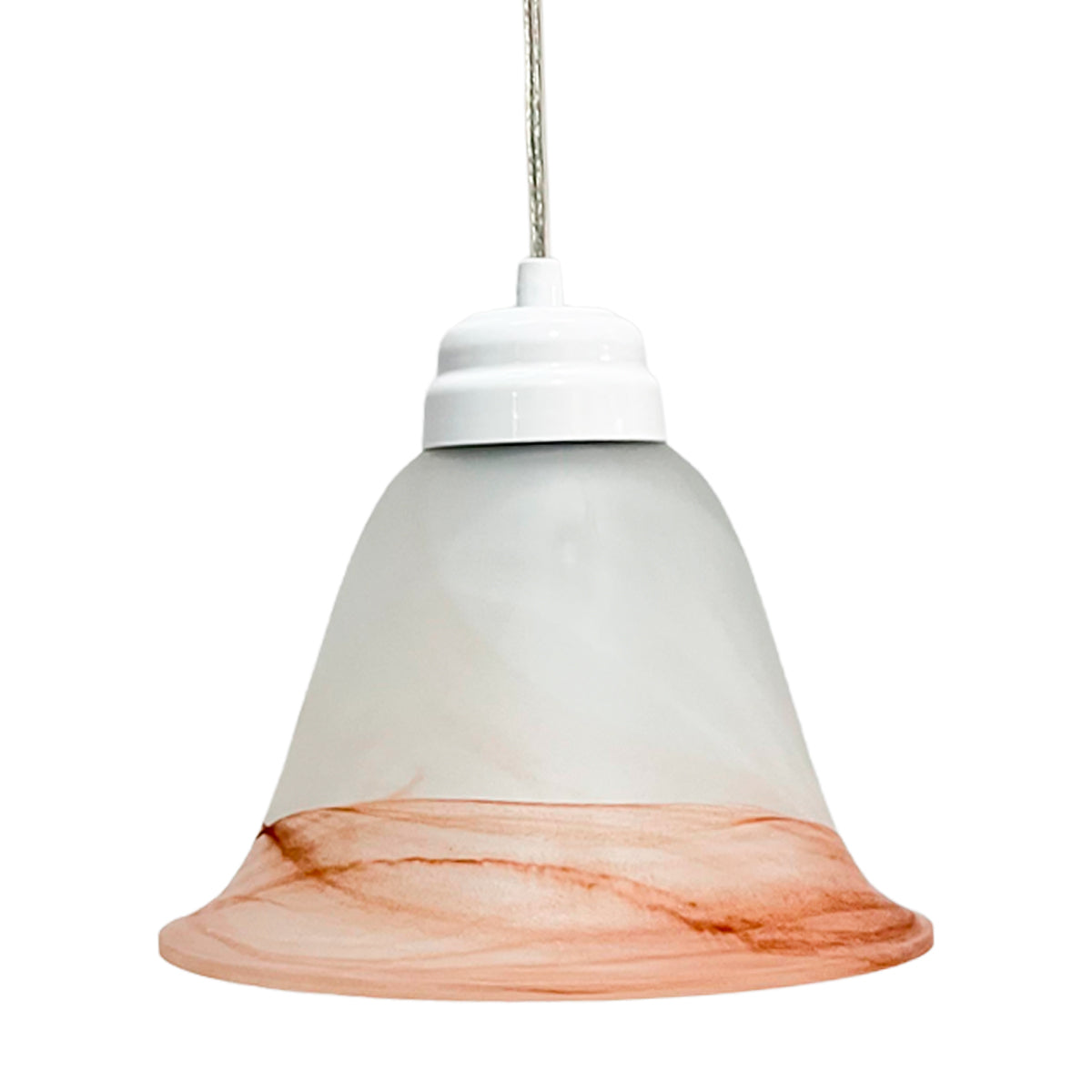Lámpara Colgante C-35 Herraje Blanco Altura Ajustable Campana de Cristal