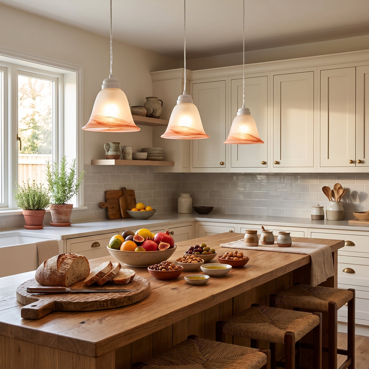 Lámpara Colgante C-35 Herraje Blanco Altura Ajustable Campana de Cristal