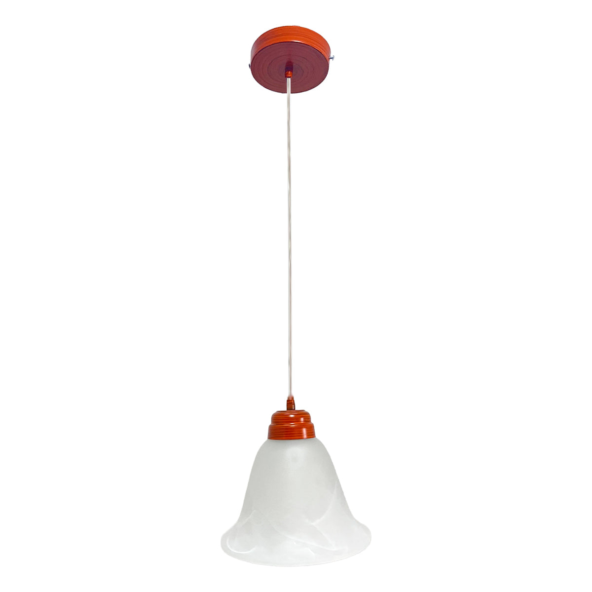 Lámpara Colgante C-35 Herraje Madera Altura Ajustable Campana de Cristal