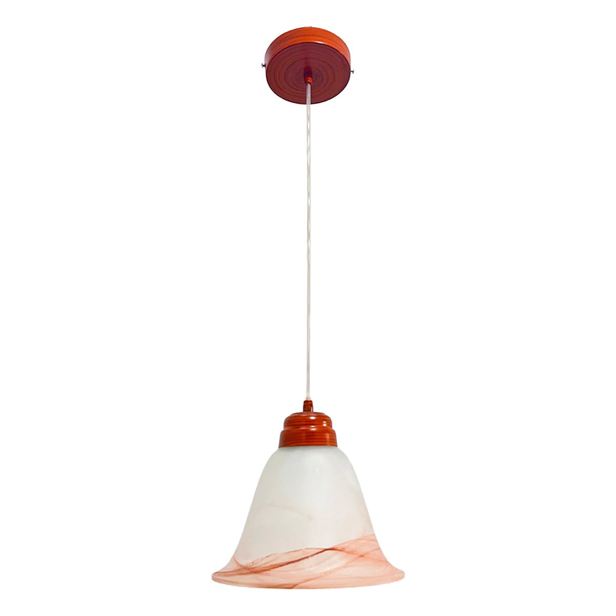 Lámpara Colgante C-35 Herraje Madera Altura Ajustable Campana de Cristal