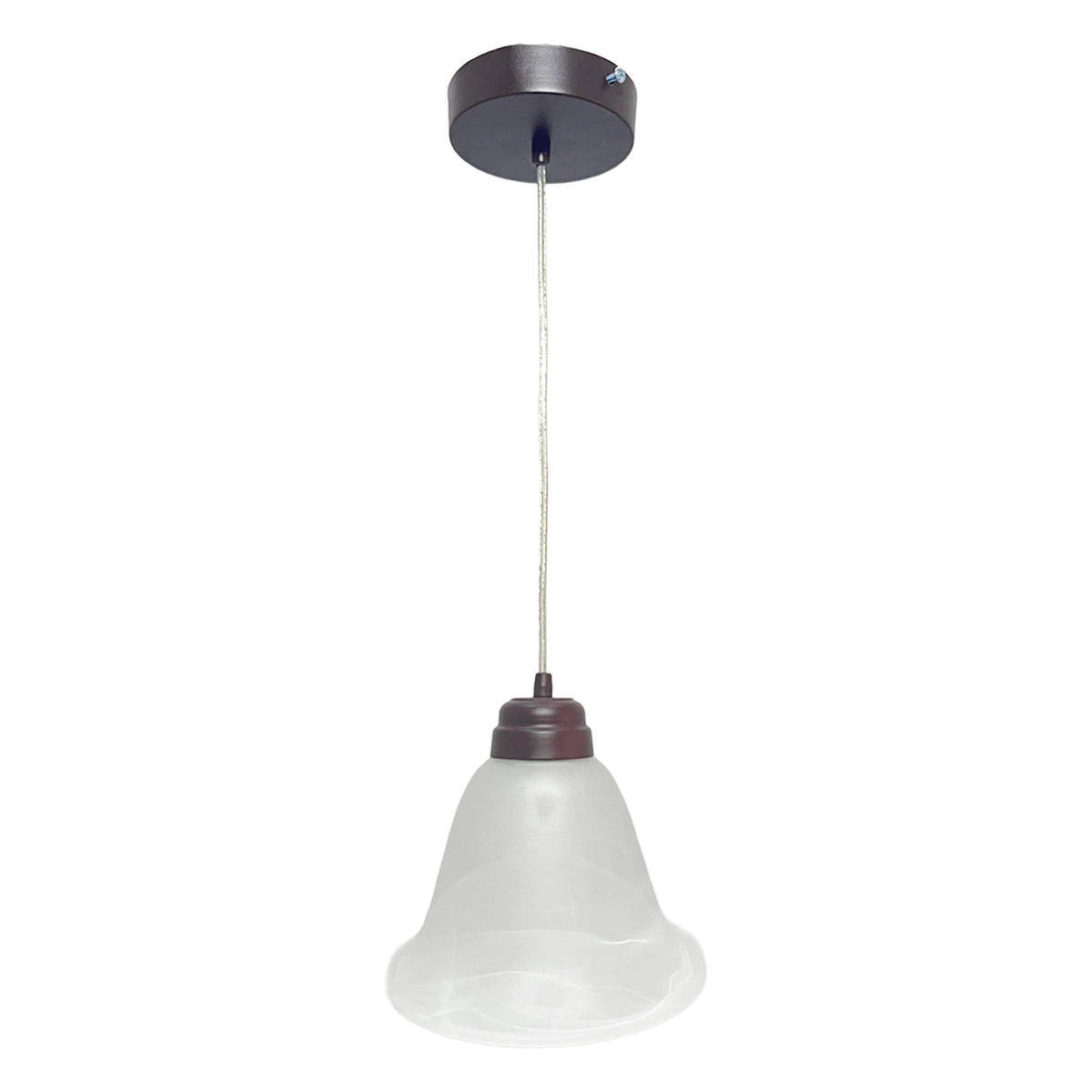 Lámpara Colgante C-35 Herraje Chocolate Altura Ajustable Campana de Cristal