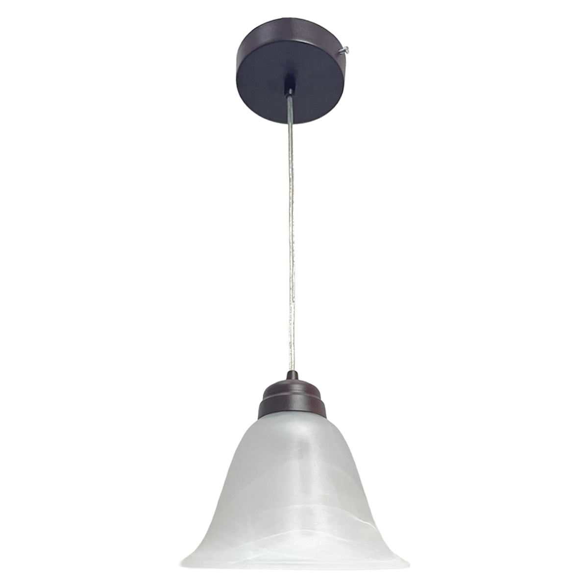 Lámpara Colgante C-35 Herraje Chocolate Altura Ajustable Campana de Cristal