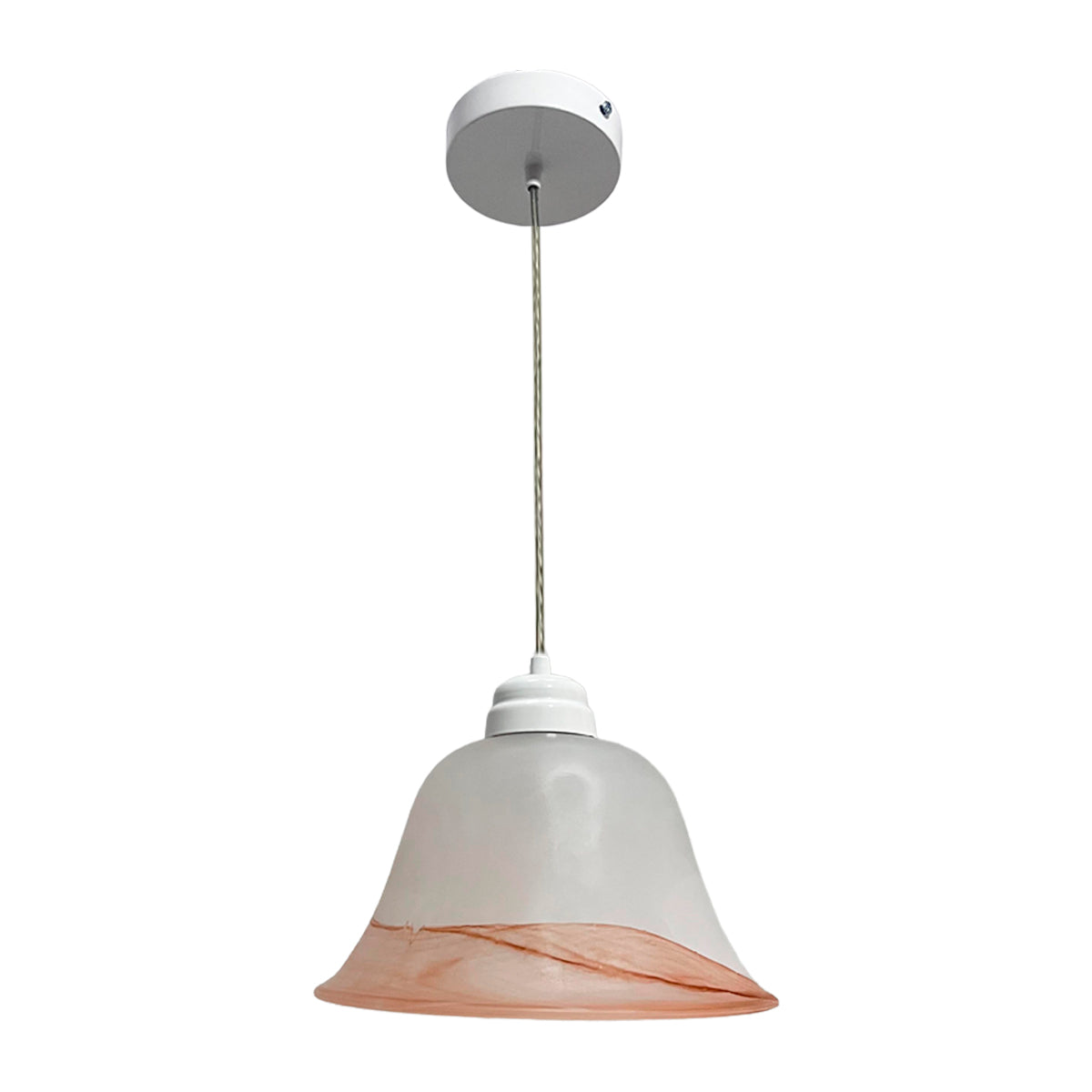 Lámpara Colgante C-36 Herraje Blanco Altura Ajustable Campana de Cristal