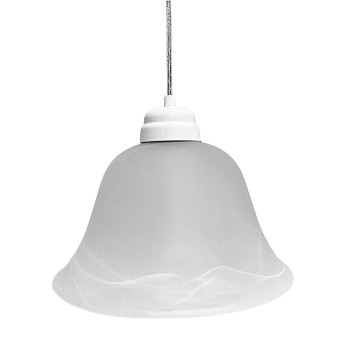 Lámpara Colgante C-36 Herraje Blanco Altura Ajustable Campana de Cristal