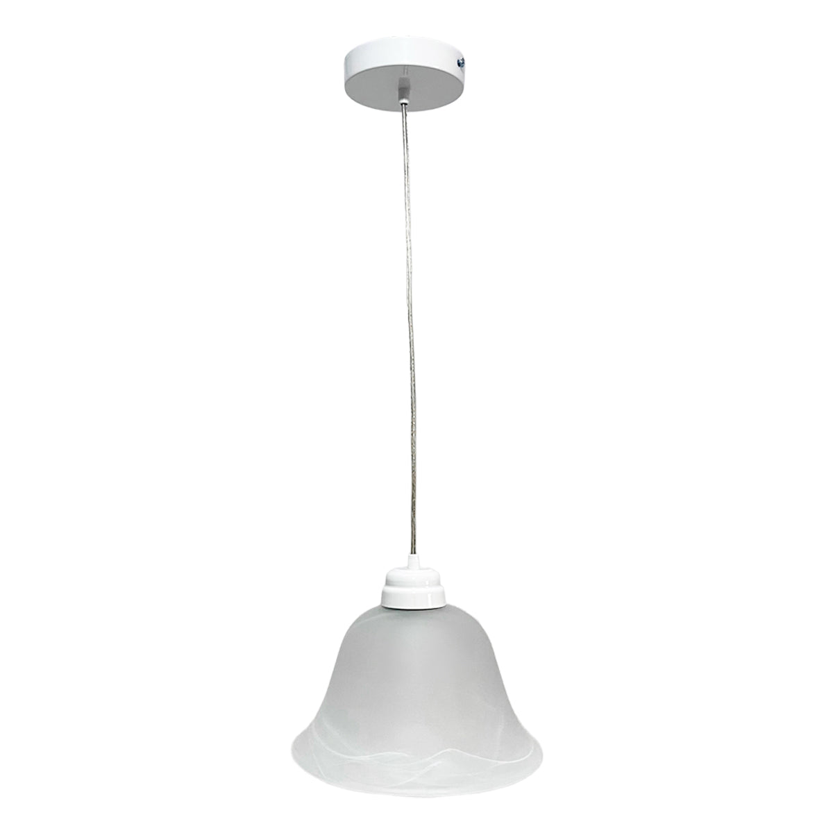 Lámpara Colgante C-36 Herraje Blanco Altura Ajustable Campana de Cristal