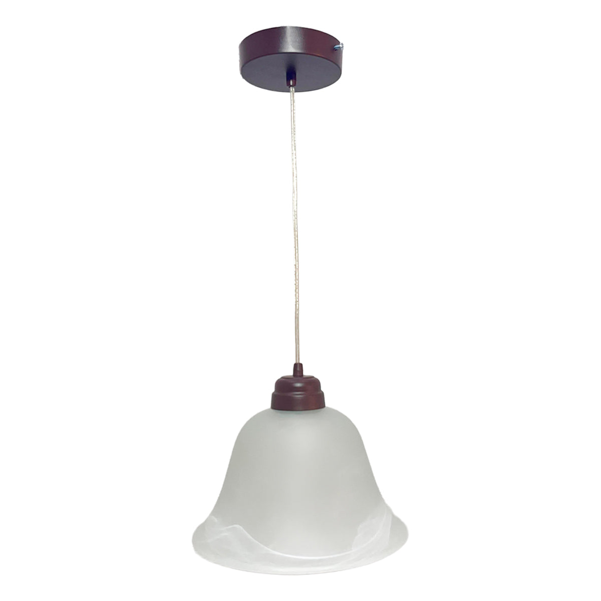 Lámpara Colgante C-36 Herraje Chocolate Altura Ajustable Campana de Cristal