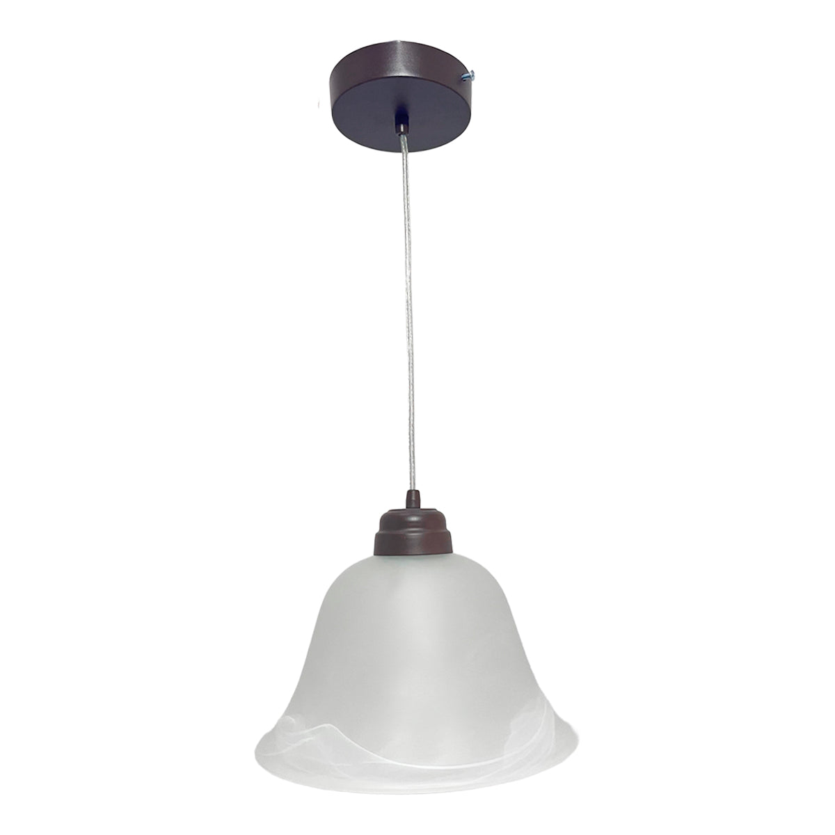 Lámpara Colgante C-36 Herraje Chocolate Altura Ajustable Campana de Cristal