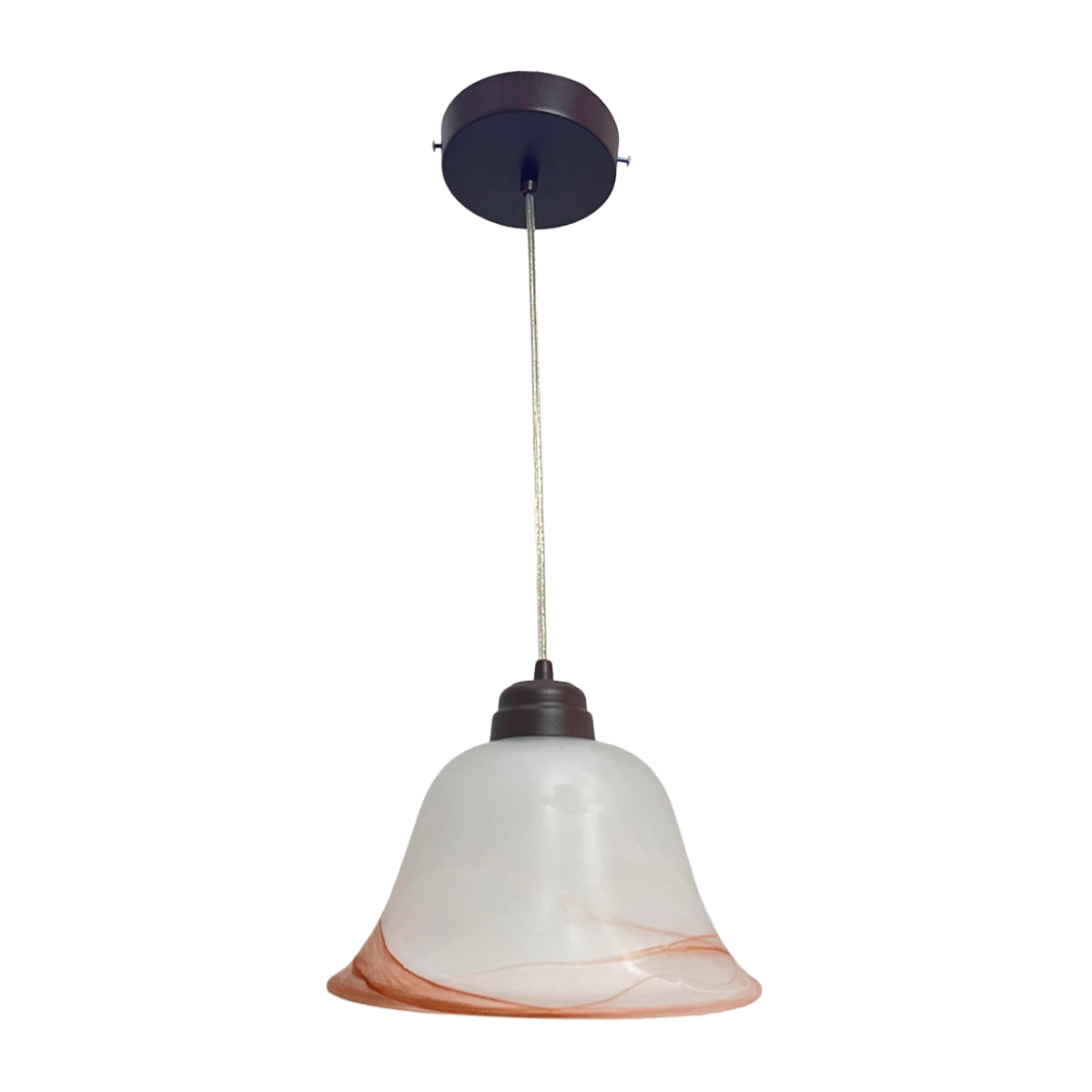 Lámpara Colgante C-36 Herraje Chocolate Altura Ajustable Campana de Cristal