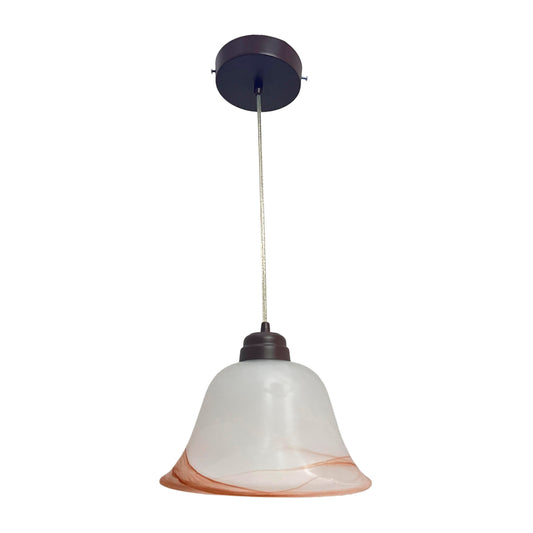 Lámpara Colgante C-36 Herraje Chocolate Altura Ajustable Campana de Cristal