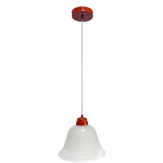 Lámpara Colgante C-36 Herraje Madera Altura Ajustable Campana de Cristal