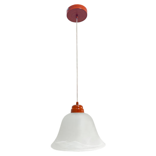 Lámpara Colgante C-36 Herraje Madera Altura Ajustable Campana de Cristal