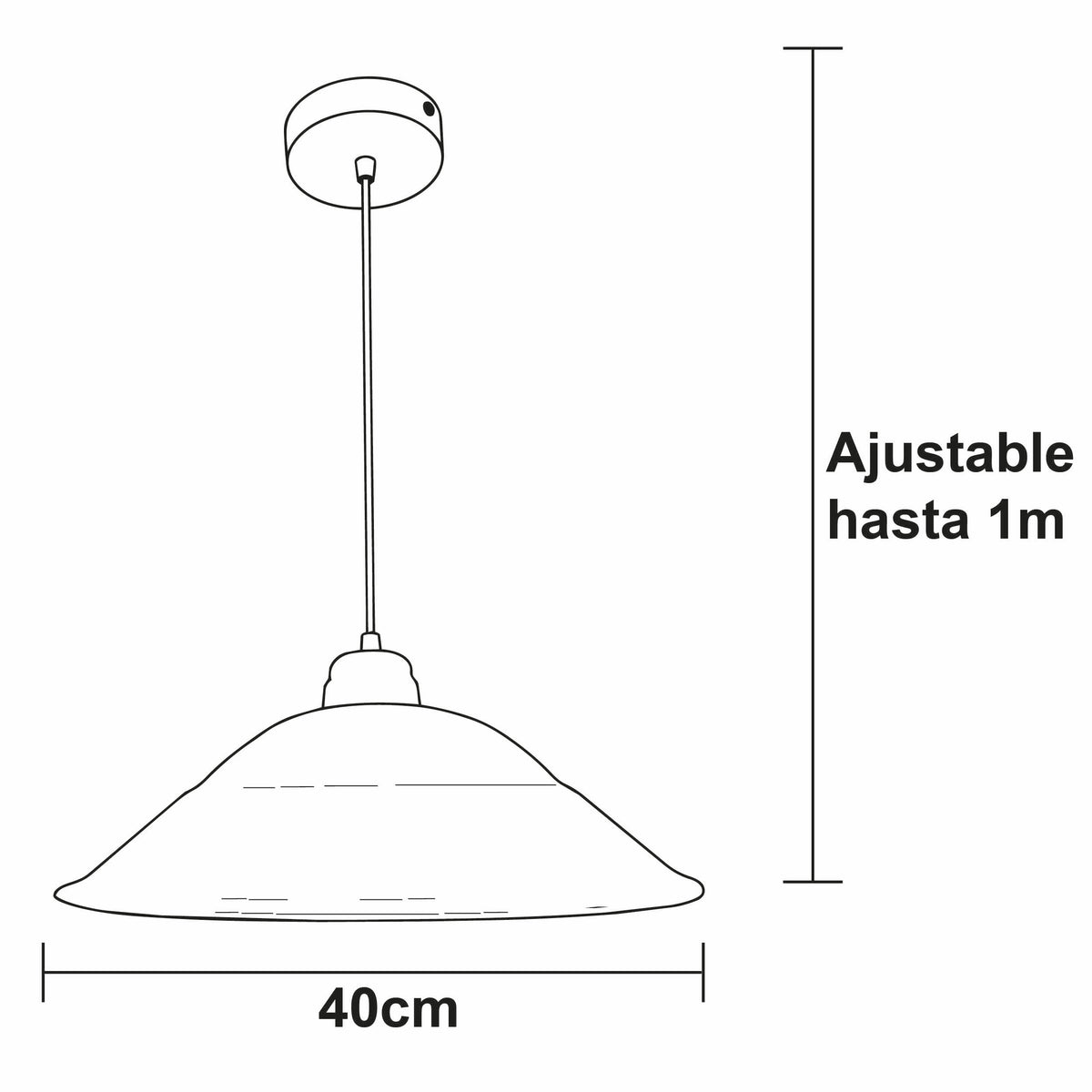 Lámpara Colgante C-40 Herraje Blanco Altura Ajustable Campana de Cristal