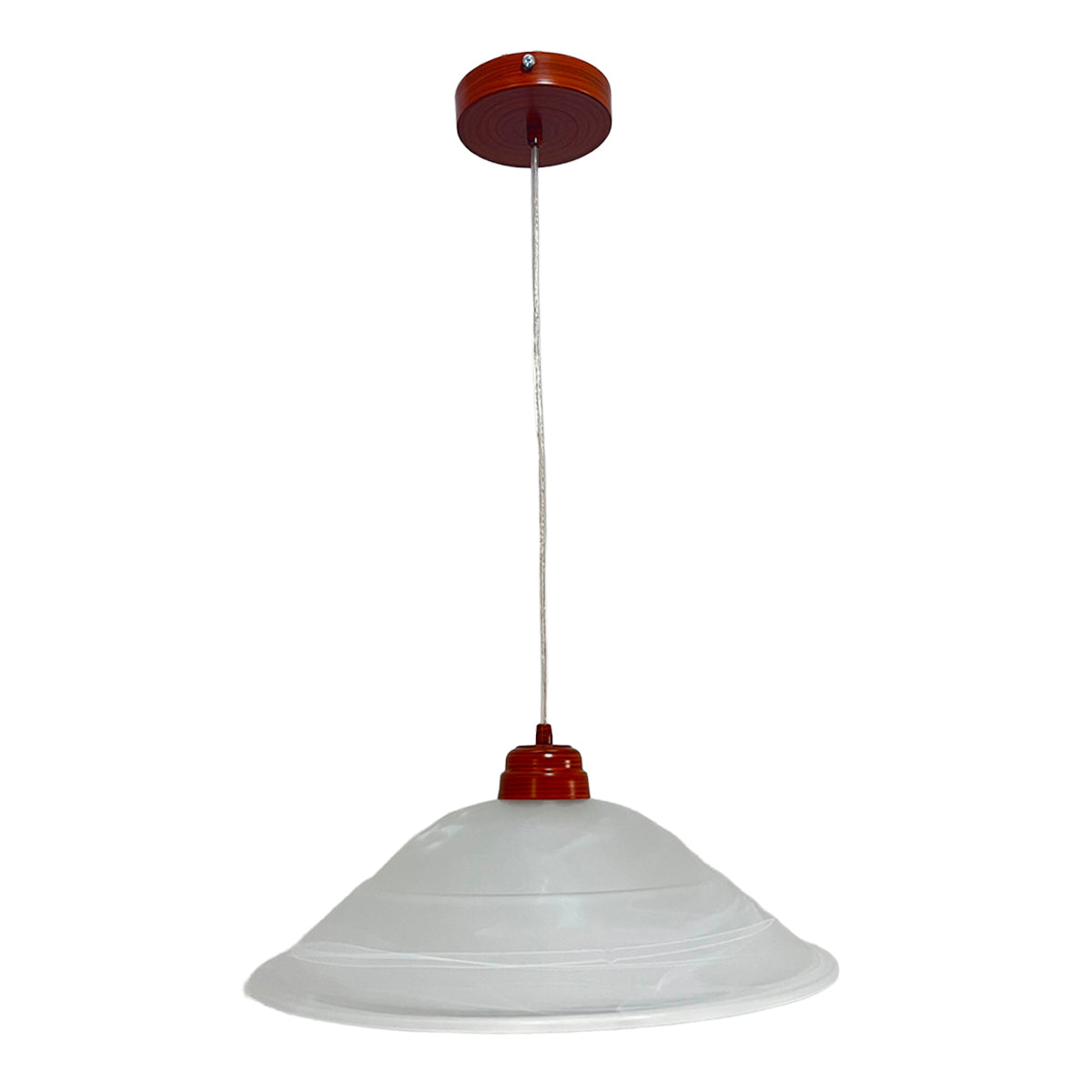Lámpara Colgante C-40 Herraje Madera Altura Ajustable Campana de Cristal