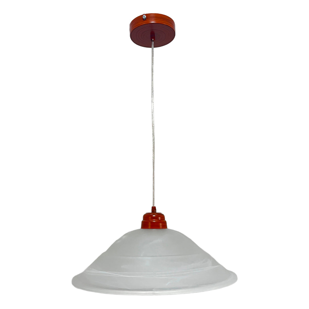 Lámpara Colgante C-40 Herraje Madera Altura Ajustable Campana de Cristal