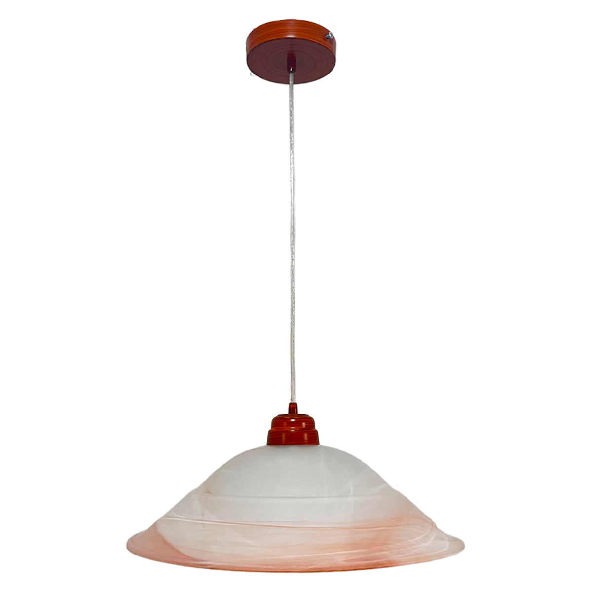 Lámpara Colgante C-40 Herraje Madera Altura Ajustable Campana de Cristal