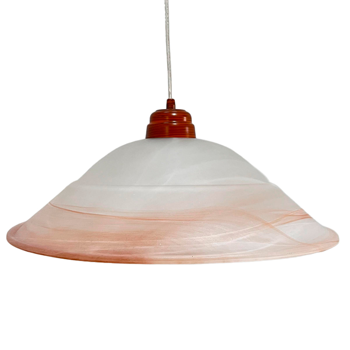 Lámpara Colgante C-40 Herraje Madera Altura Ajustable Campana de Cristal
