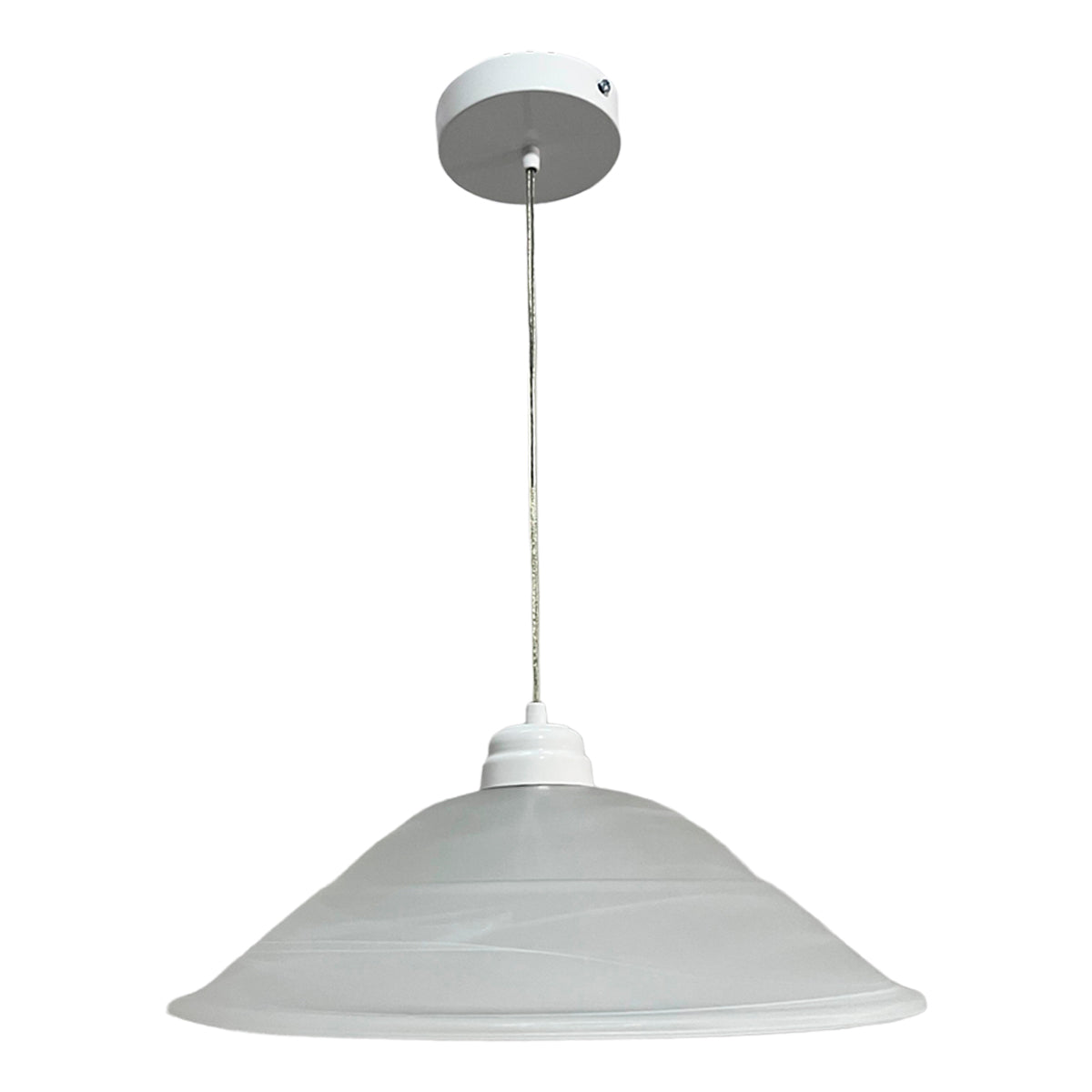 Lámpara Colgante C-40 Herraje Blanco Altura Ajustable Campana de Cristal