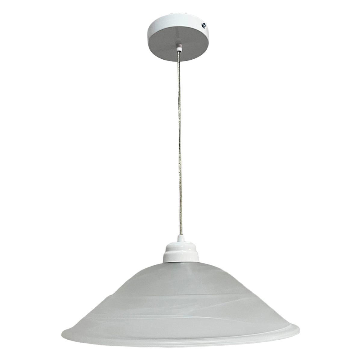 Lámpara Colgante C-40 Herraje Blanco Altura Ajustable Campana de Cristal