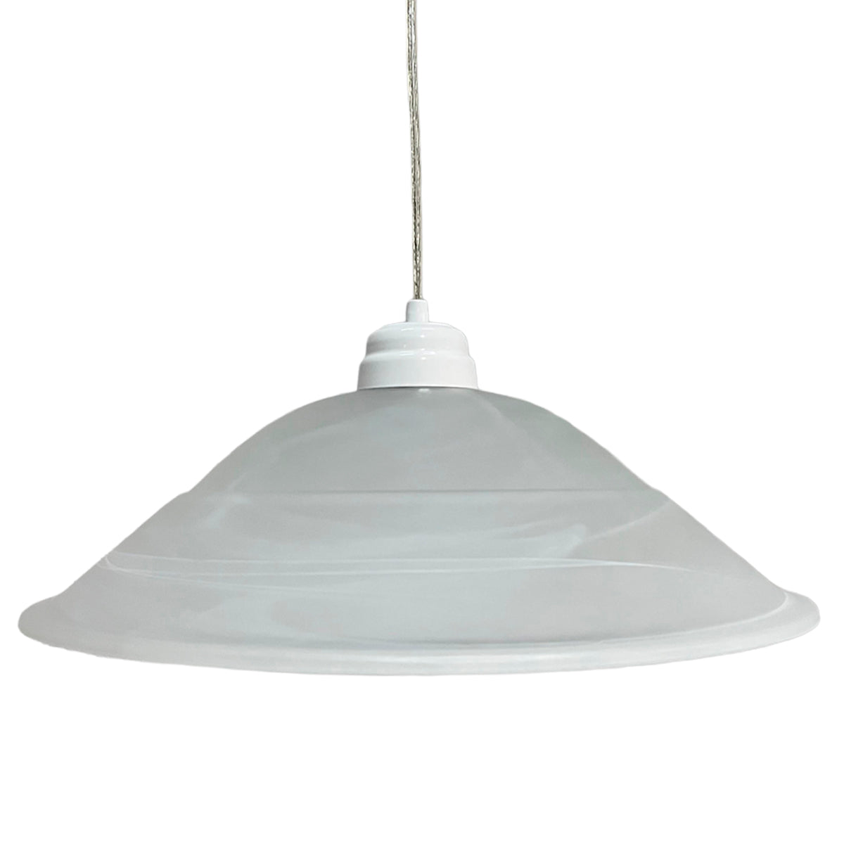 Lámpara Colgante C-40 Herraje Blanco Altura Ajustable Campana de Cristal