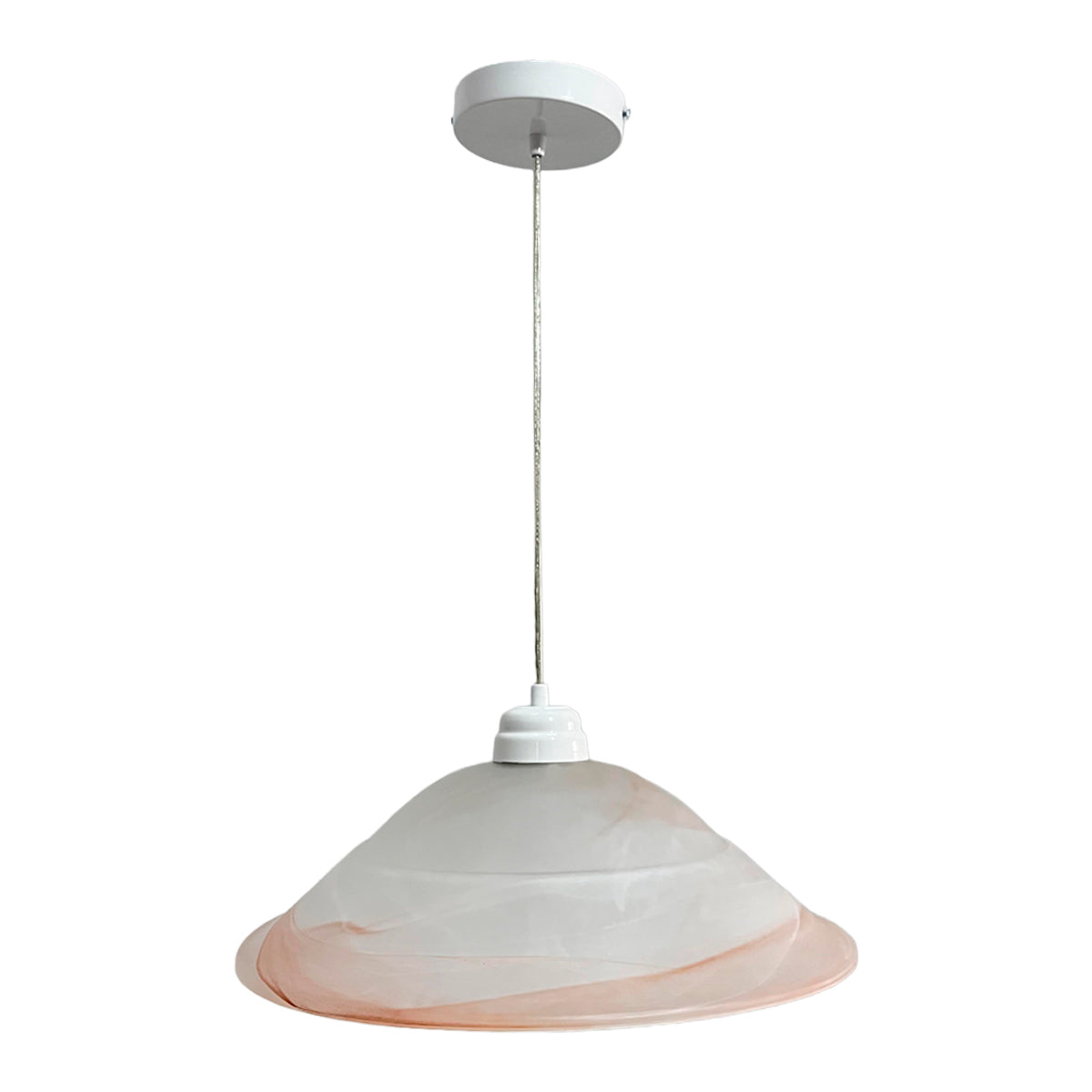 Lámpara Colgante C-40 Herraje Blanco Altura Ajustable Campana de Cristal