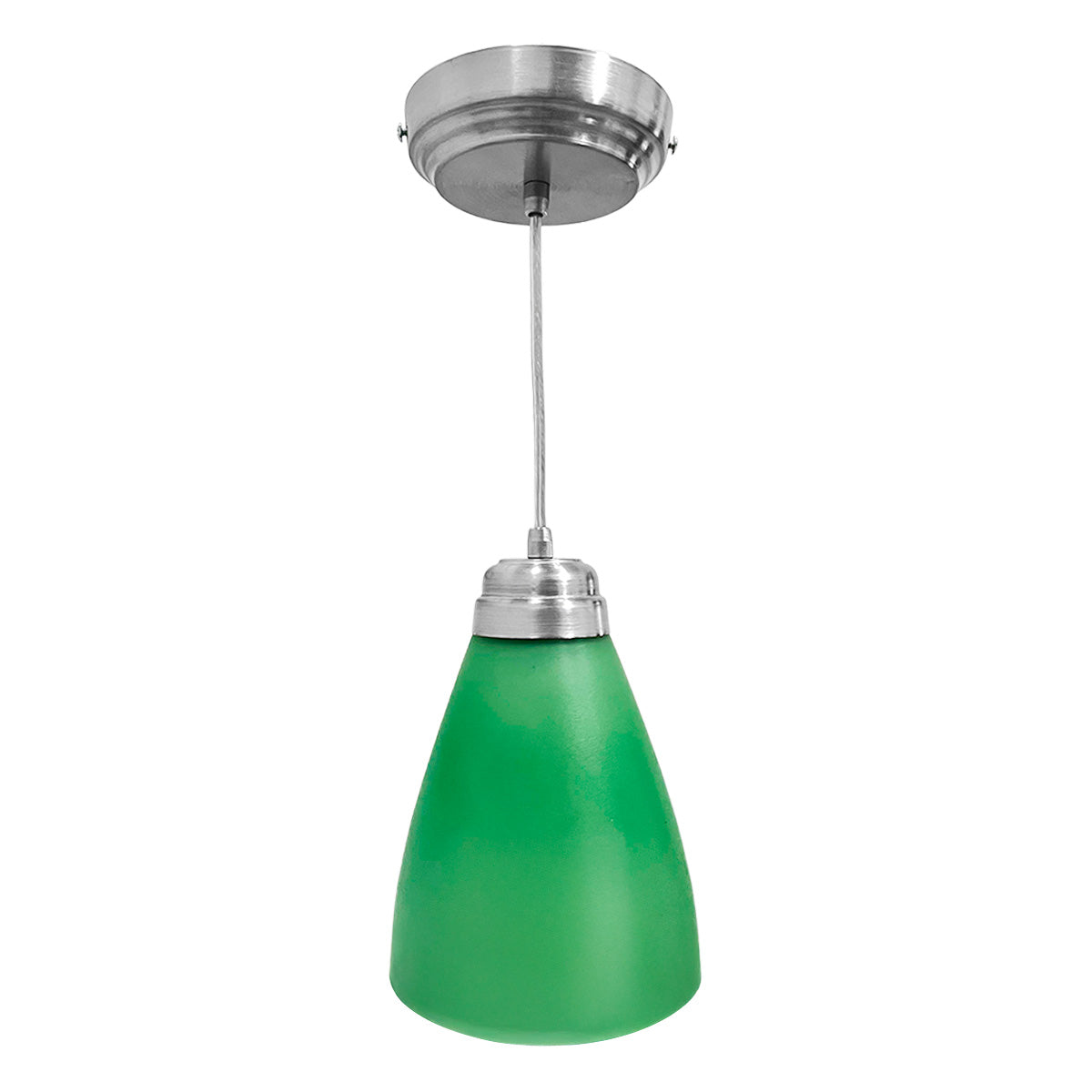 Lámpara de Techo Colgante, Campana de Cristal Chica Herraje Satin