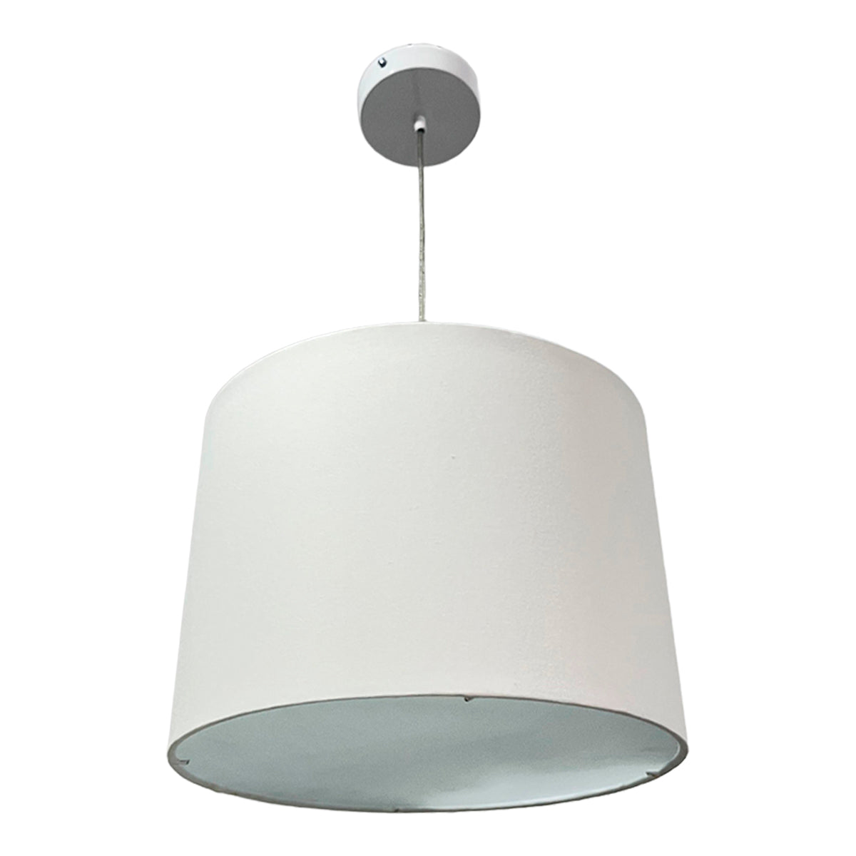 Lampara Colgante Murano Herraje Blanco Con Pantalla de Tela