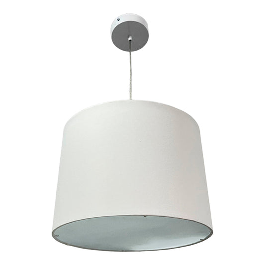 Lampara Colgante Murano Herraje Blanco Con Pantalla de Tela