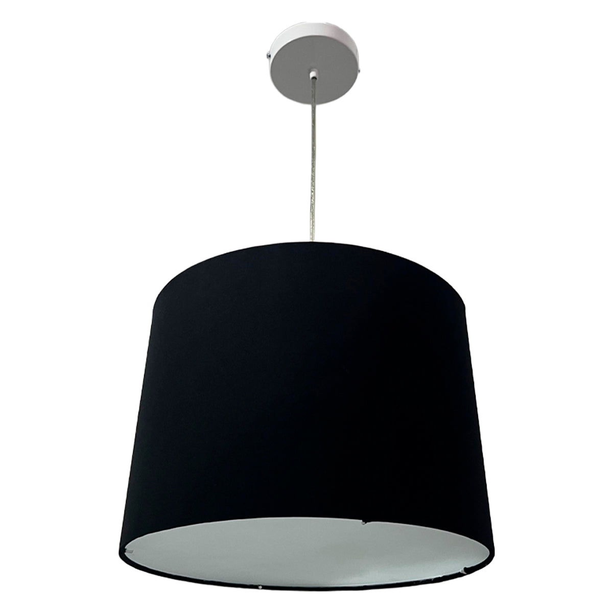 Lampara Colgante Murano Herraje Blanco Con Pantalla de Tela