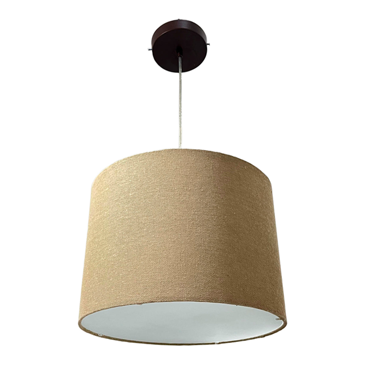 Lampara Colgante Murano Herraje Chocolate Con Pantalla de Tela