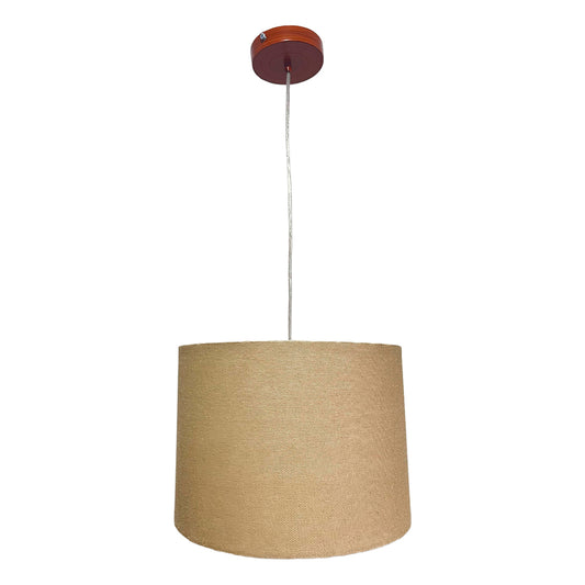Lampara Colgante Murano Herraje Madera Con Pantalla de Tela