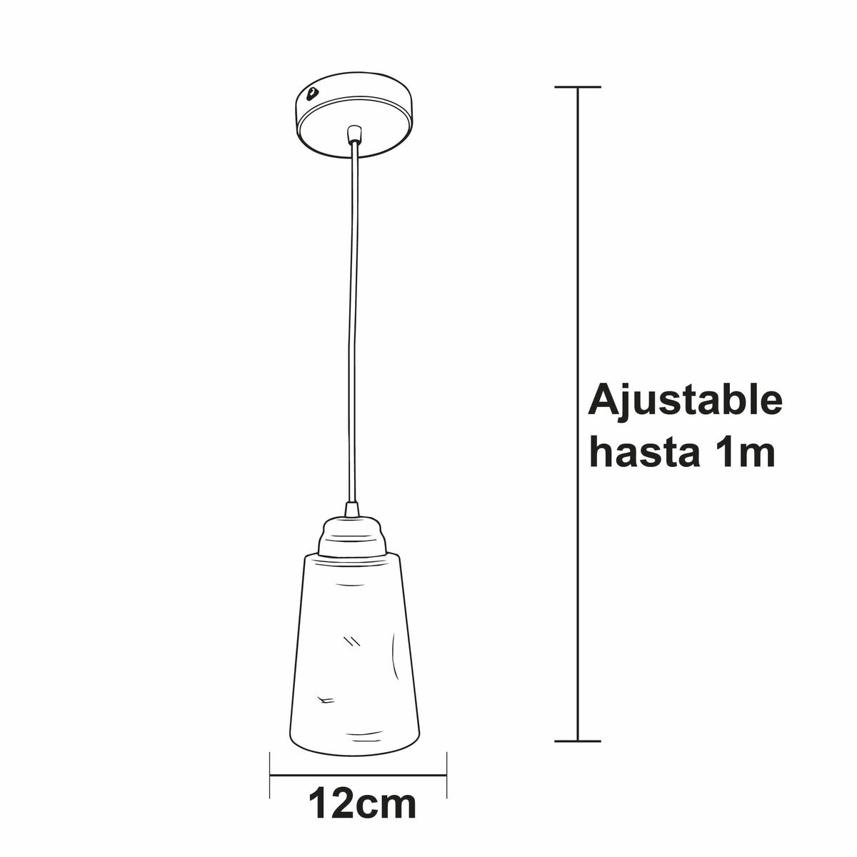 Lampara Colgante C-60 Herraje Blanco Con Pantalla de Cristal