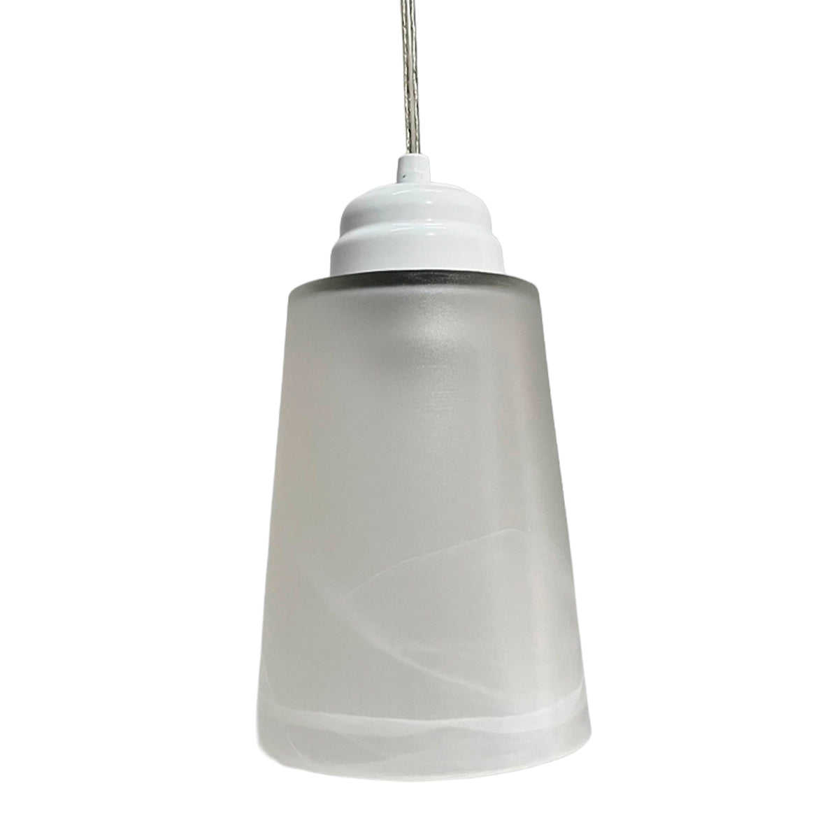 Lampara Colgante C-60 Herraje Blanco Con Pantalla de Cristal