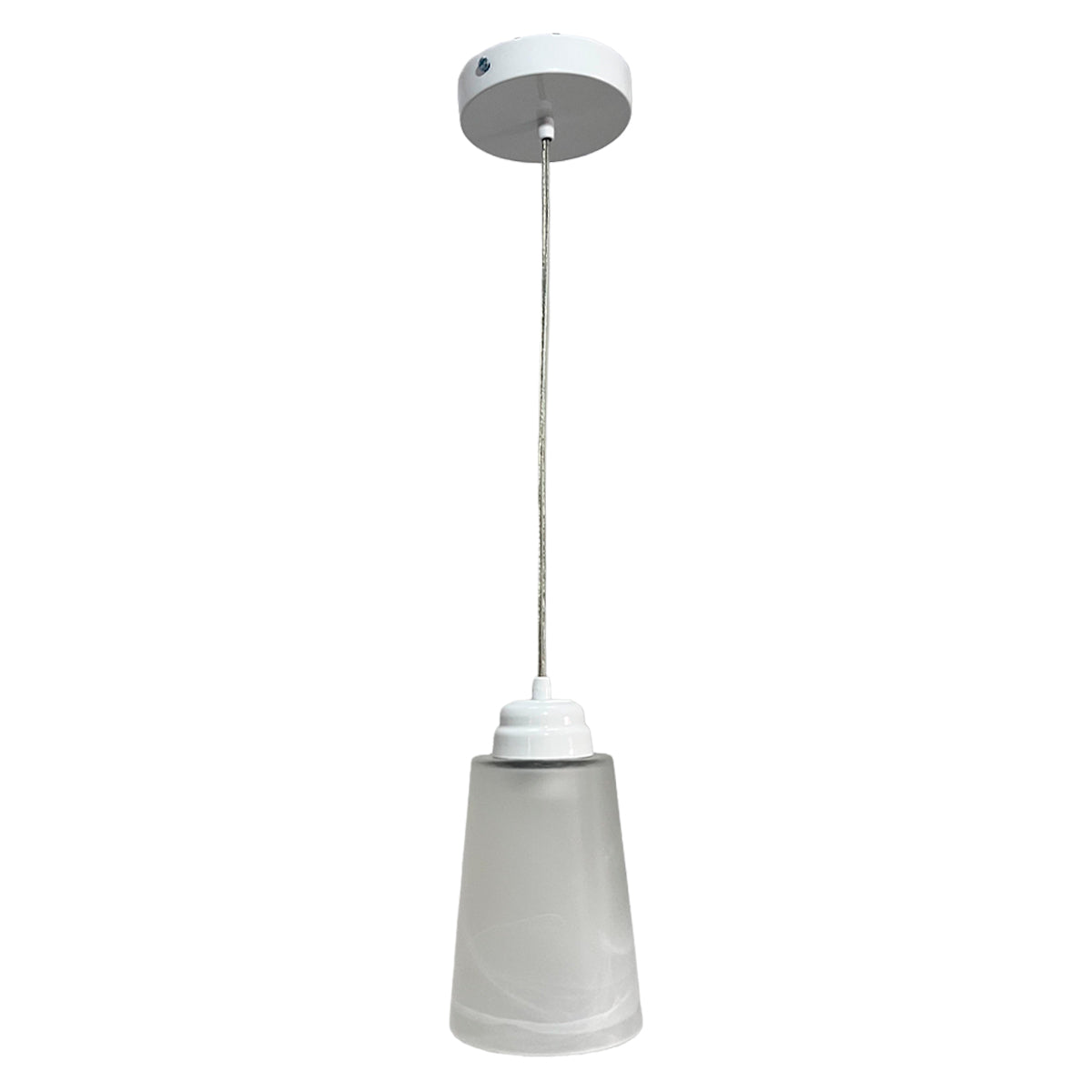 Lampara Colgante C-60 Herraje Blanco Con Pantalla de Cristal