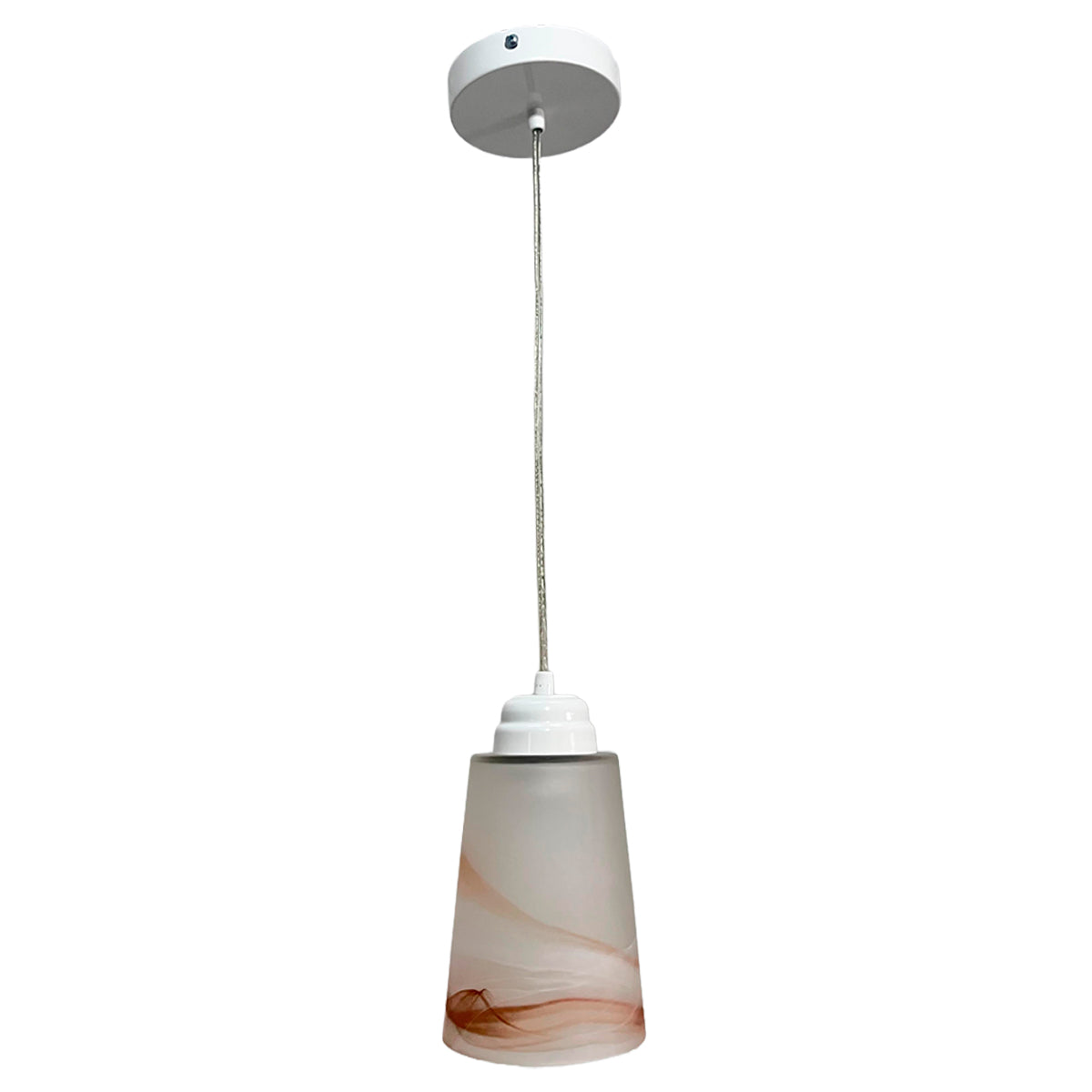 Lampara Colgante C-60 Herraje Blanco Con Pantalla de Cristal
