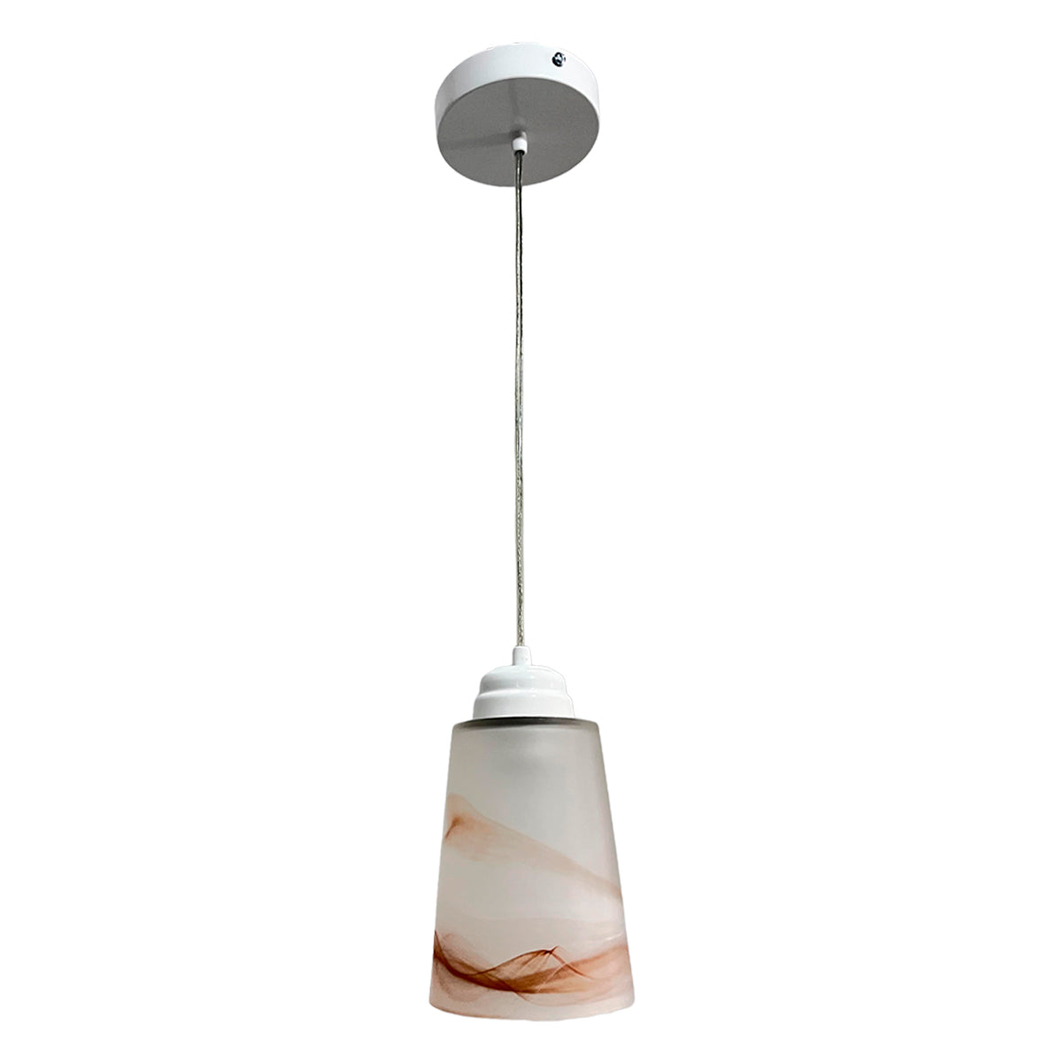 Lampara Colgante C-60 Herraje Blanco Con Pantalla de Cristal
