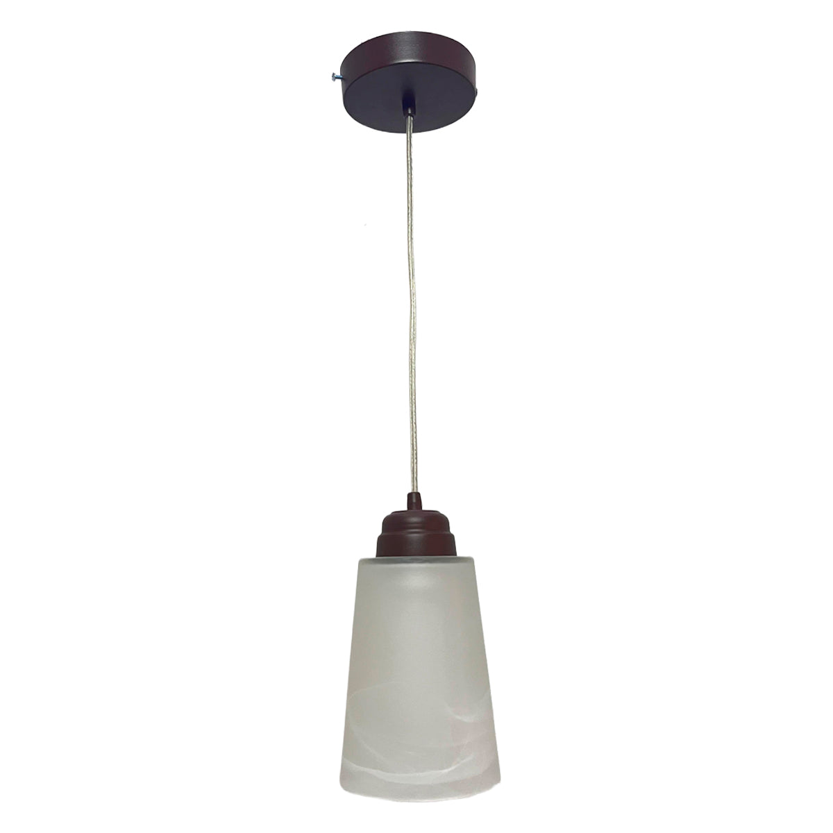 Lampara Colgante C-60 Herraje Chocolate Con Pantalla de Cristal