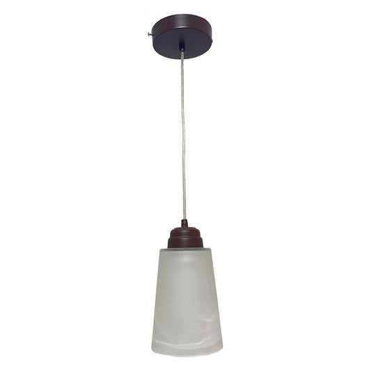 Lampara Colgante C-60 Herraje Chocolate Con Pantalla de Cristal