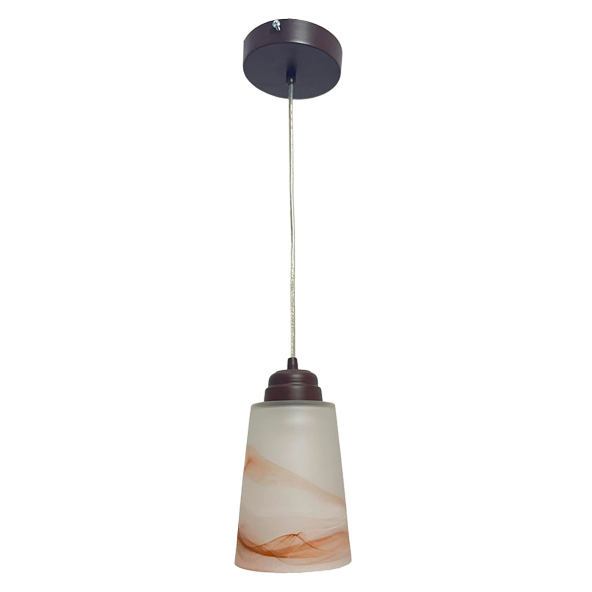 Lampara Colgante C-60 Herraje Chocolate Con Pantalla de Cristal