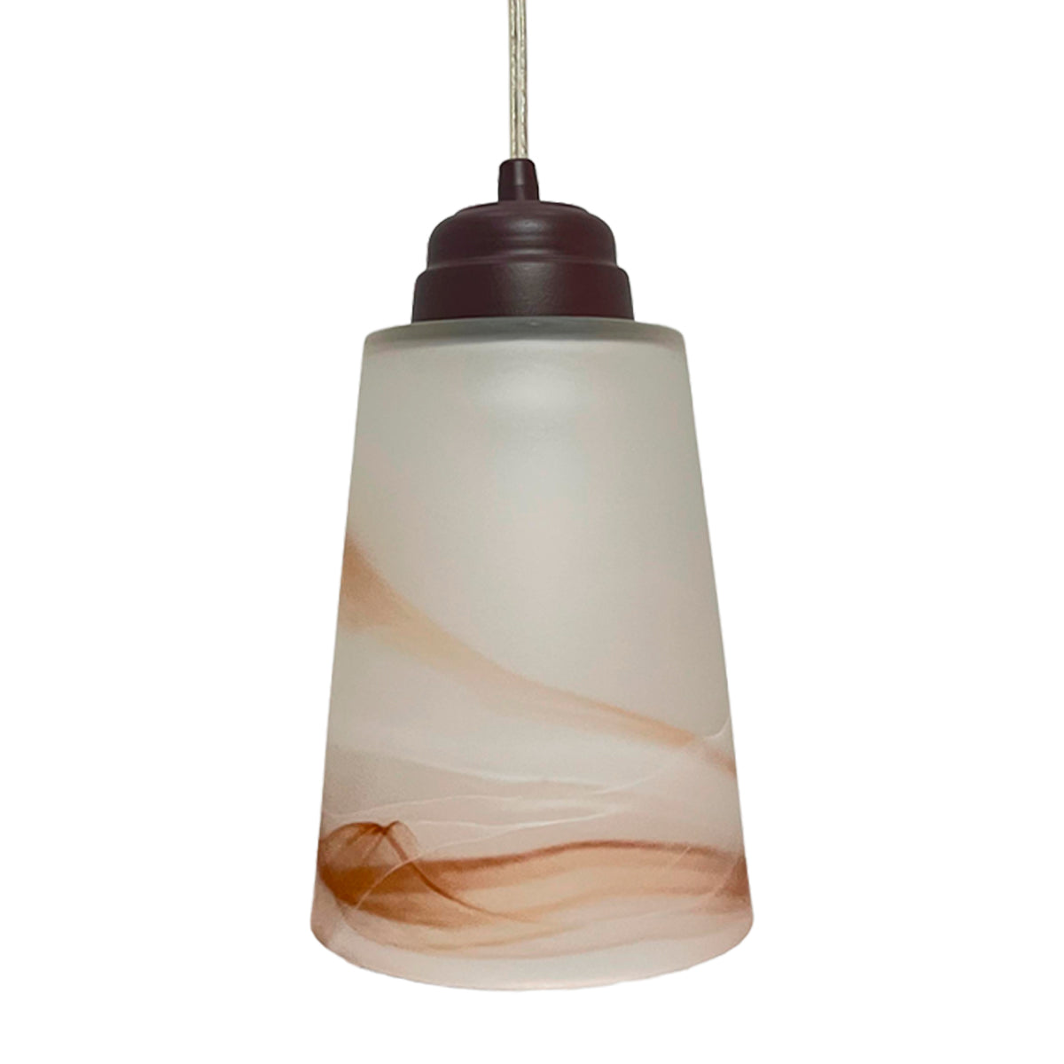Lampara Colgante C-60 Herraje Chocolate Con Pantalla de Cristal