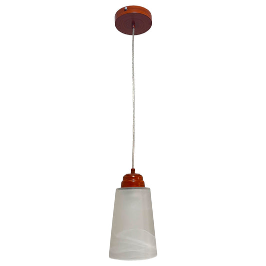 Lampara Colgante C-60 Herraje Madera Con Pantalla de Cristal