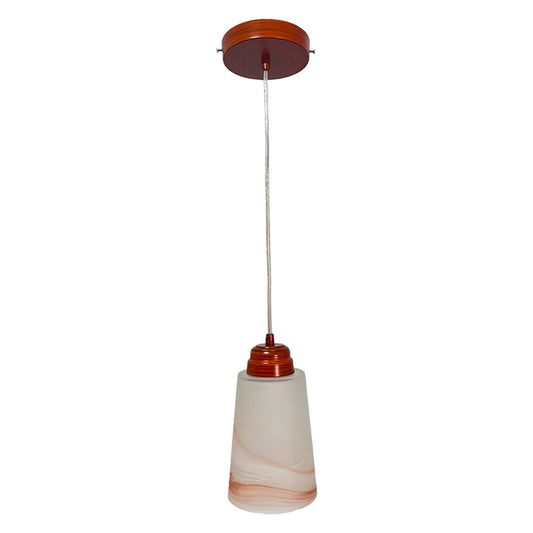 Lampara Colgante C-60 Herraje Madera Con Pantalla de Cristal