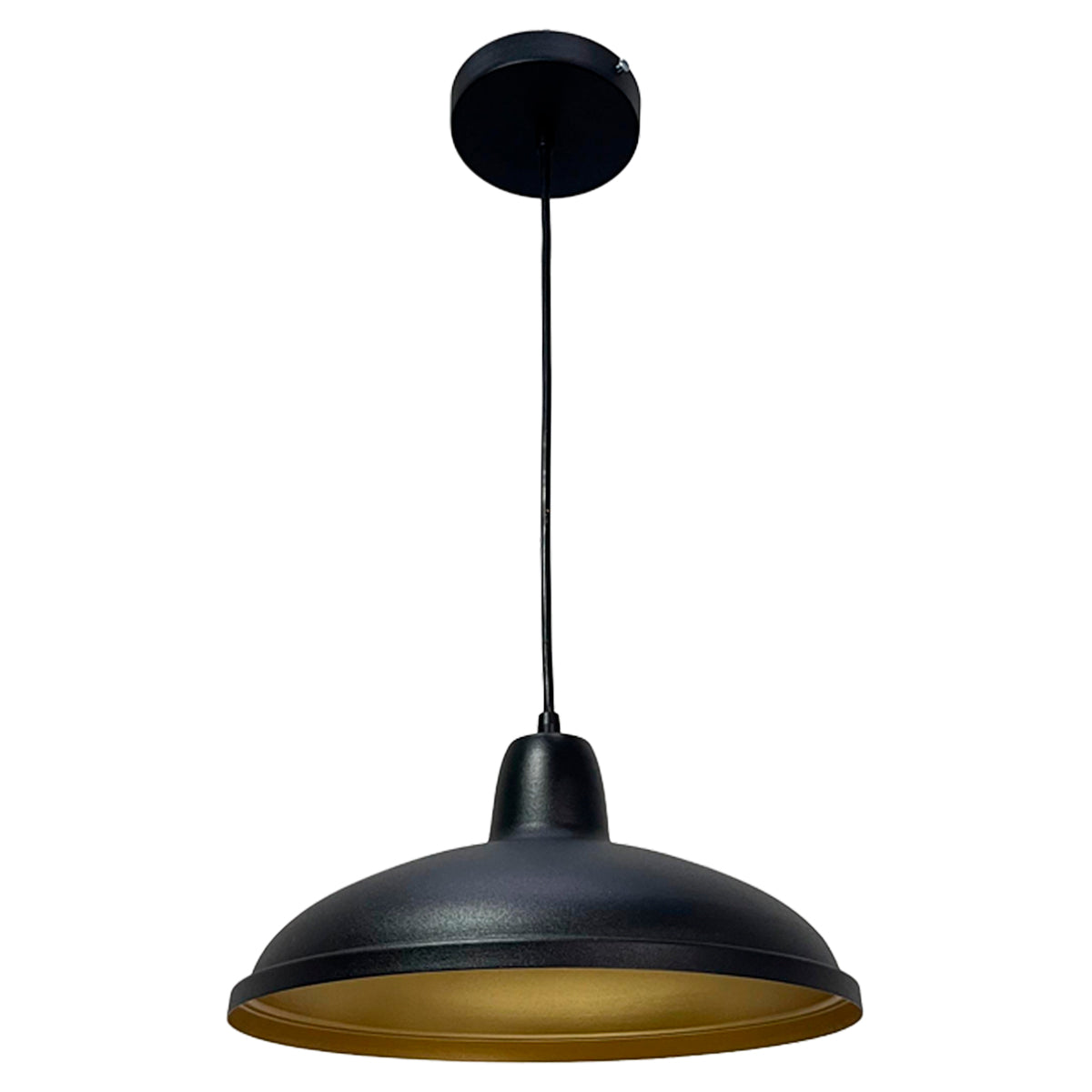 Lámpara Colgante Chupón Negro con interior Dorado